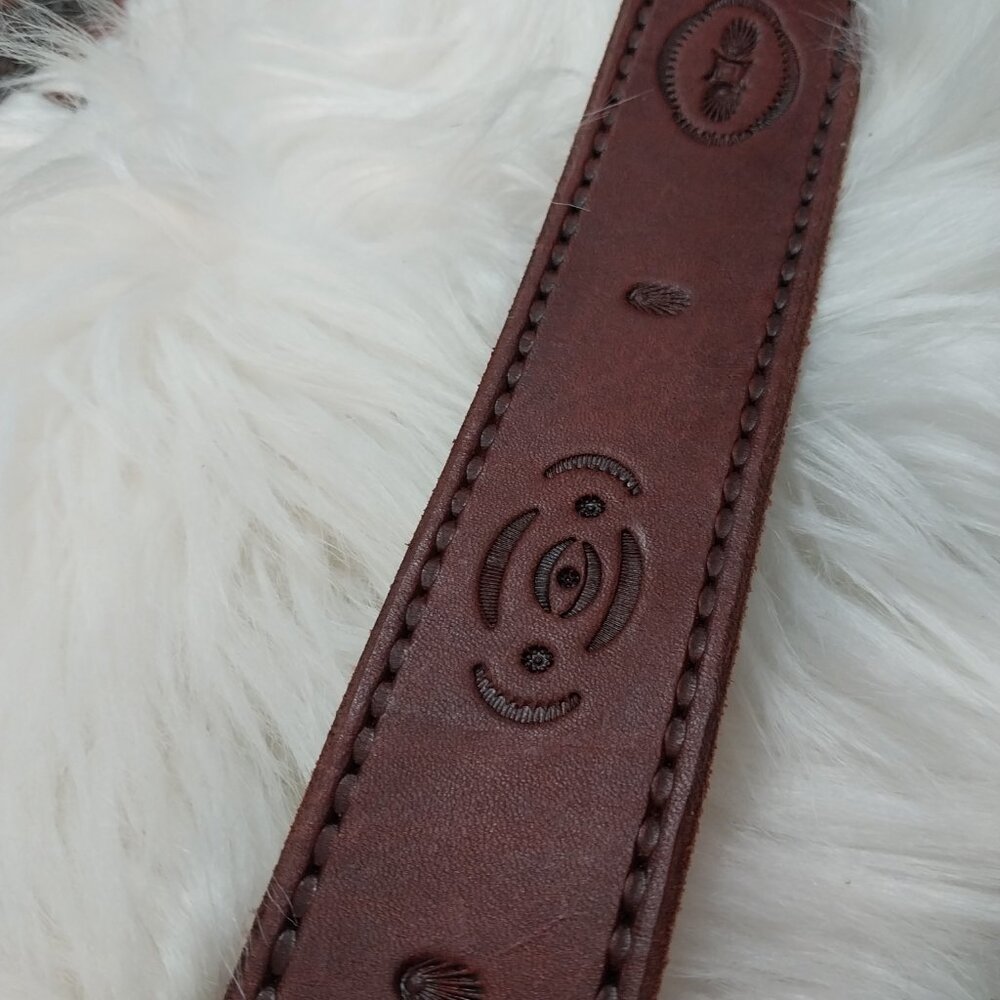 3770 Lot of 4 Un-Finished Leather Belts Tooled New With no Buckles. - Picture 5 of 15